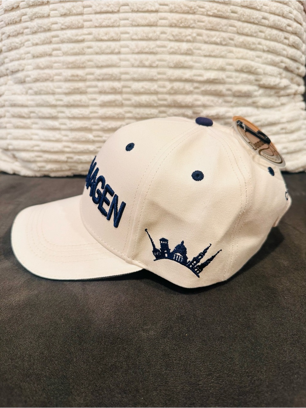 New with Tag, COPENHAGEN Embroidered Baseball Cap - Cream with Navy - Picture 3 of 7